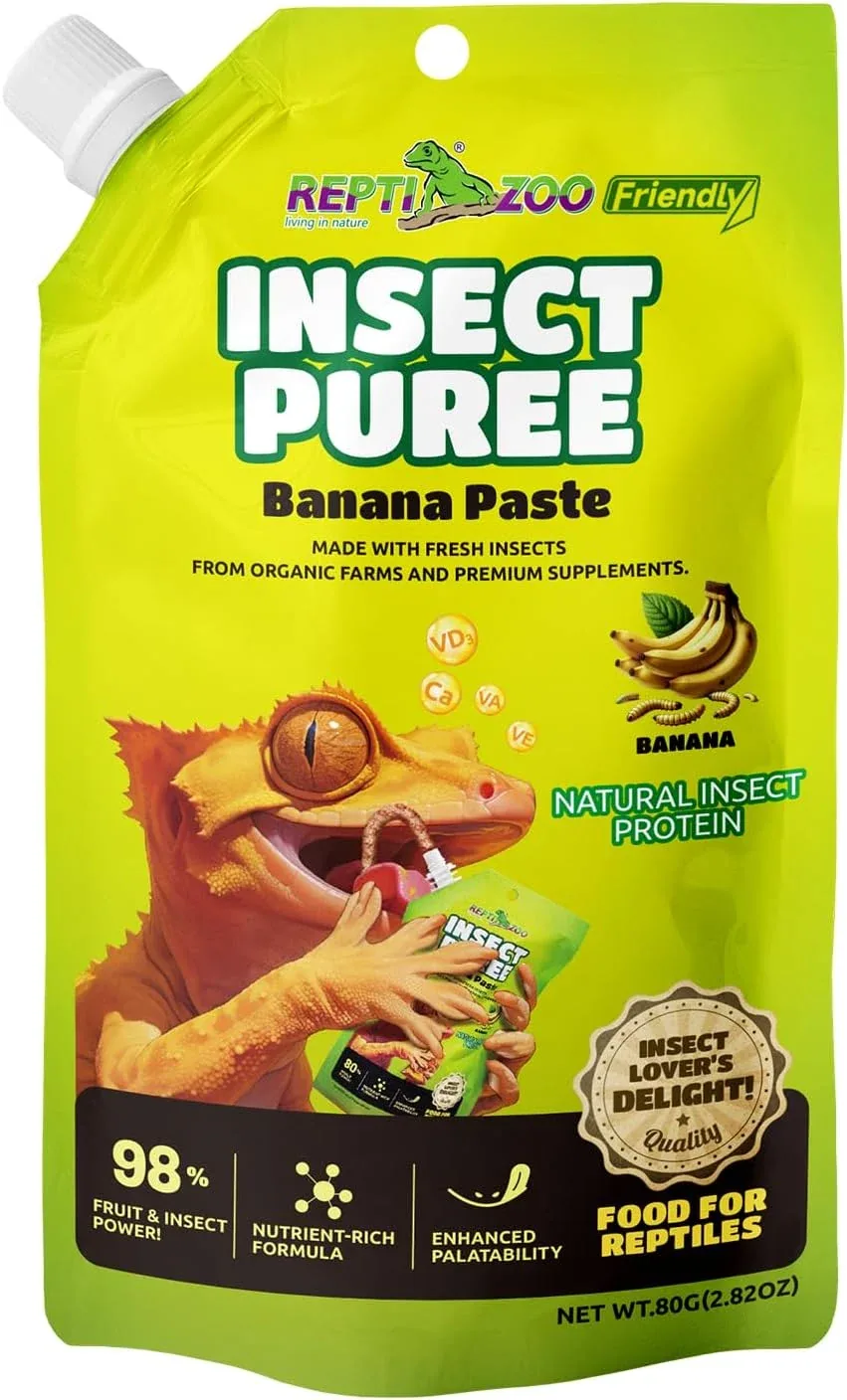 REPTIZOO FRIENDLY Crested Gecko Insect Puree Banana Fruit Mix 2.82oz