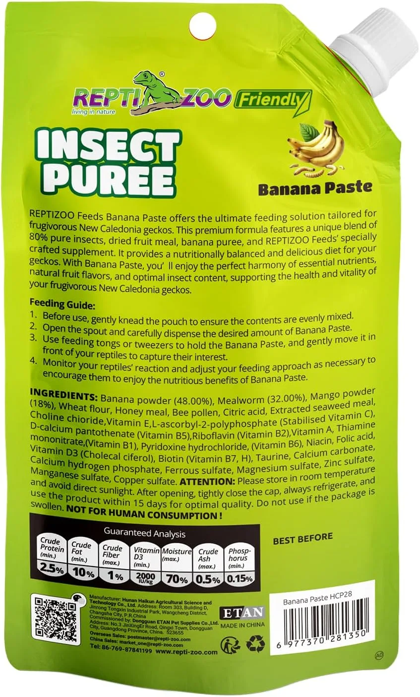 REPTIZOO FRIENDLY Crested Gecko Insect Puree Banana Fruit Mix 2.82oz - Image 2