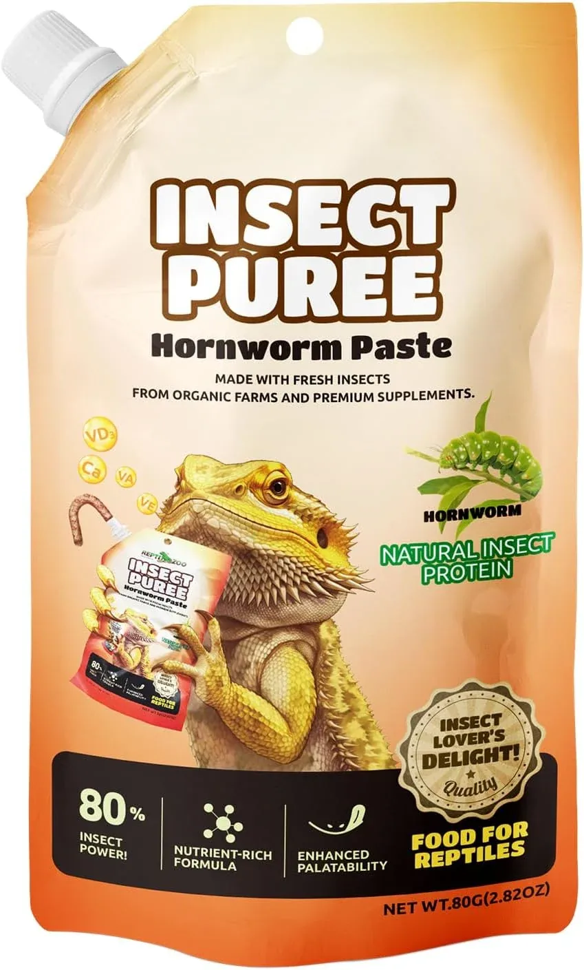 REPTIZOO FRIENDLY Natural Hornworm Insect Puree for Crested Geckos and Reptiles