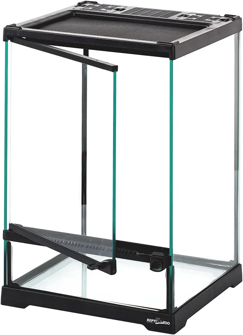 REPTIZOO Glass Terrarium Tank 8"x8"x12", Front Opening Door Full View Visually Appealing Mini Reptile or Amphibians Habitat