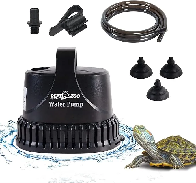 REPTIZOO Low-Water Level Drain Pump — Adjustable Flow for Turtle, Fish, and Paludarium Tanks