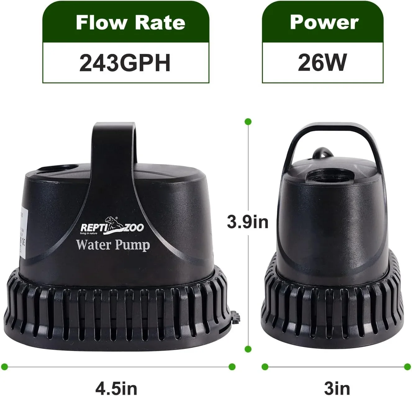 REPTIZOO Low-Water Level Drain Pump — Adjustable Flow for Turtle, Fish, and Paludarium Tanks - Image 2