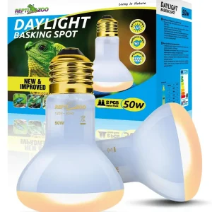 REPTIZOO Reptile Heat Lamp, 2 Pack 50W UVA Daylight Basking Spot Lamp for Reptiles