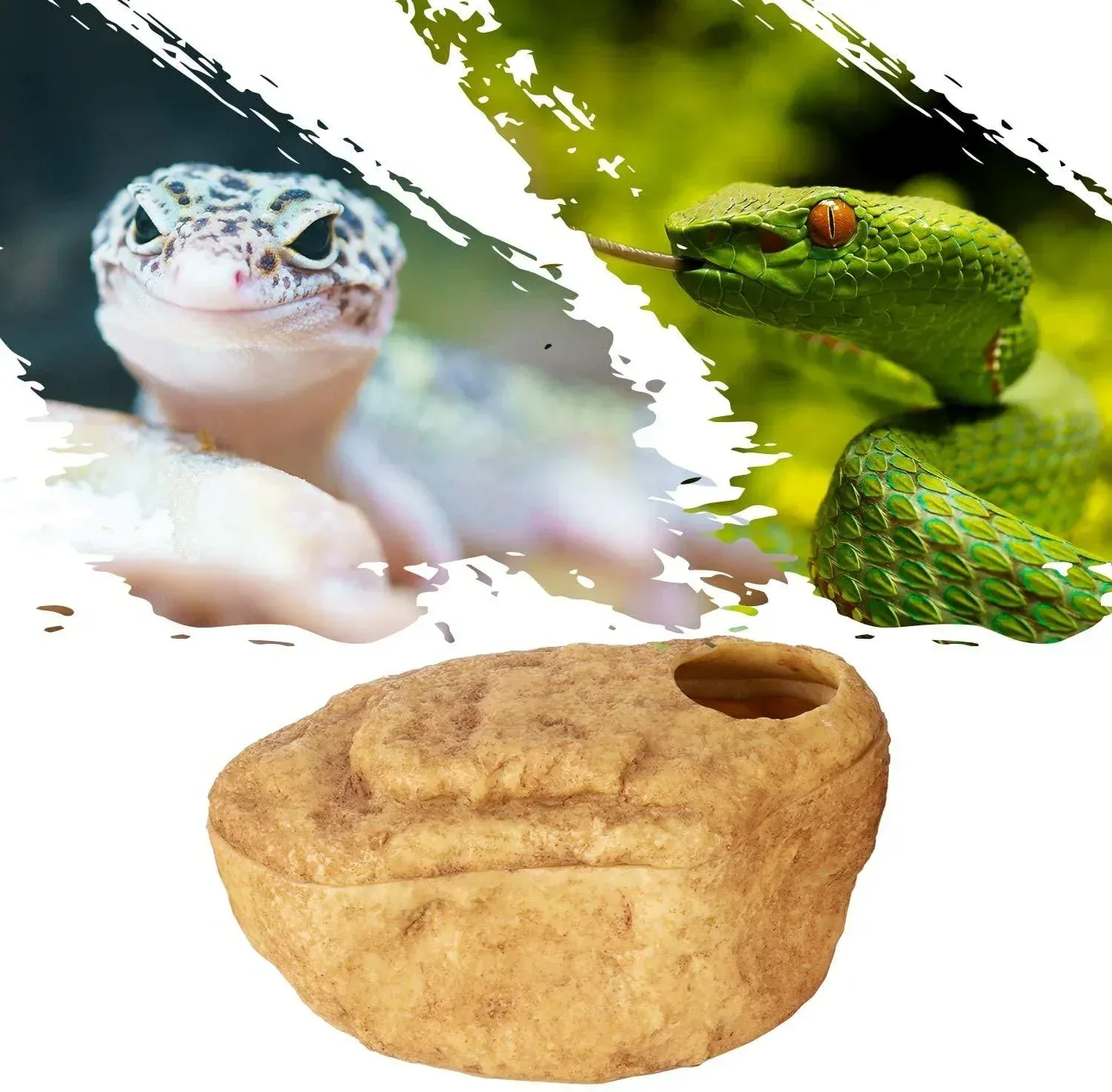 REPTIZOO Reptile Hide Cave, Snake Cave and Hides, 3-in-1 Magnetic Attraction Cave for Snake, Ball Python, Geckos Reptiles - Image 2