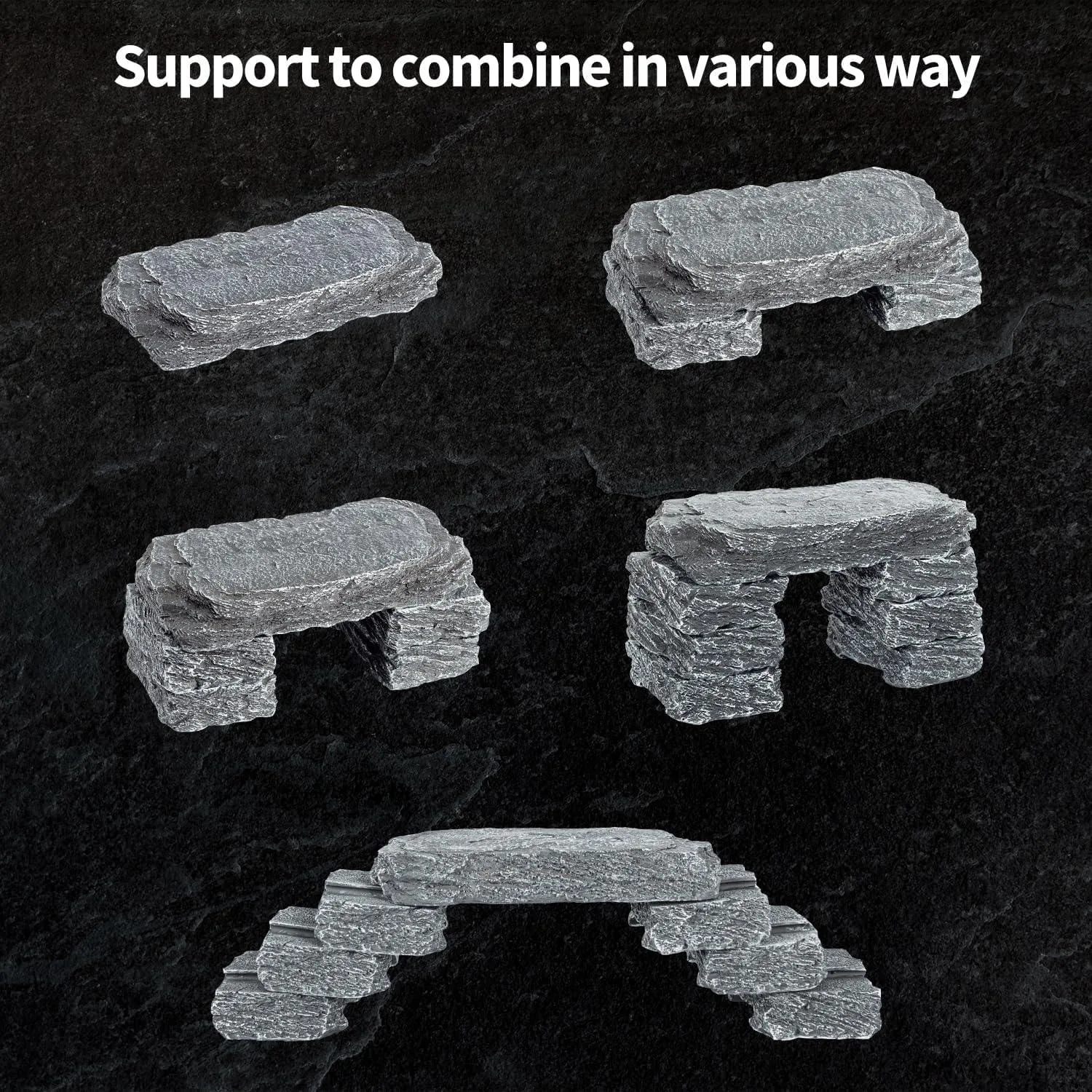 REPTIZOO Reptile Hide Resin Slate Stones Cave - Image 2
