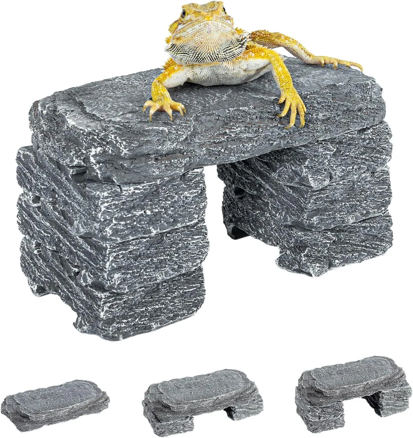 REPTIZOO Reptile Hide Resin Slate Stones Cave