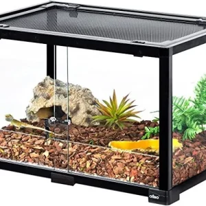 REPTIZOO Reptile Terrarium 25 Gallon, 2 in 1 Knock-Down Glass Reptile Tank 24" x 16" x 16"