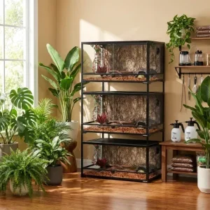 Reptizoo Stackable Reptile Cages(3 tanks stacked)