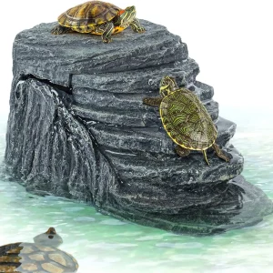 REPTIZOO Turtle Tank Filter 92GPH Aquarium Filter with Basking Platform and Climbing Ramps, Flow Adjustable Turtle Filter with 3-Stage Bio-Filtration, Quiet Aquatic Reptile Filter