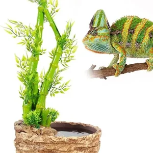 REPTIZOO Water Fountain Bamboo Plant Water Dripper for Chameleon Lizard DF05