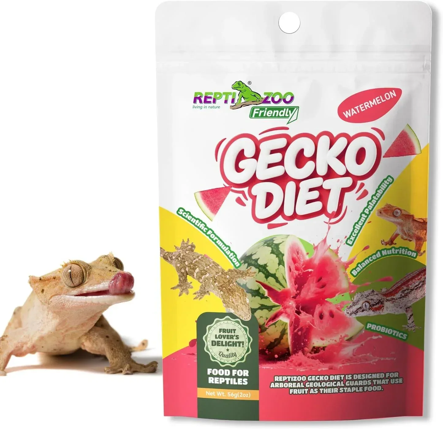 REPTIZOO Watermelon Fruit Mix and Insects Gecko Diet Food 2oz