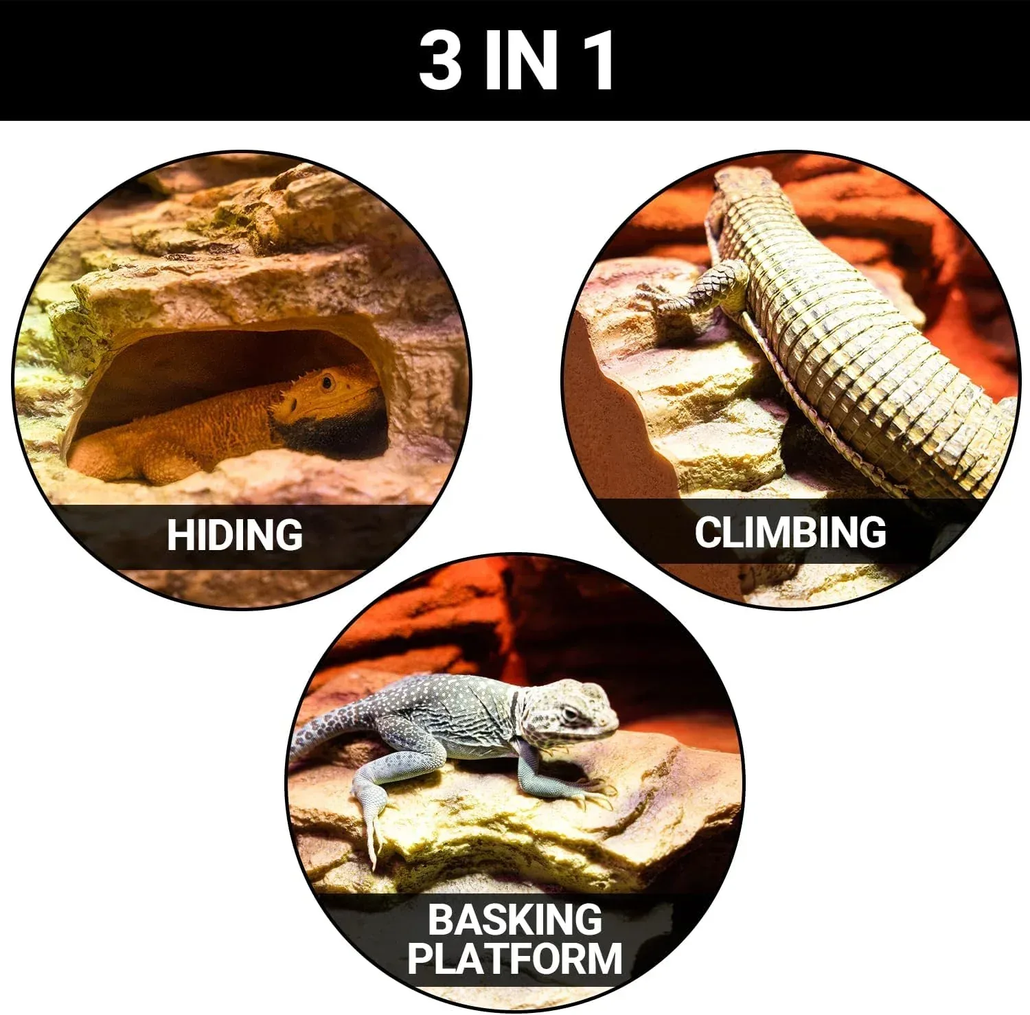 Resin Reptile Hideout Cave Reptile Habitat Tank Decor Terrarium Accessories for Lizards - Image 2