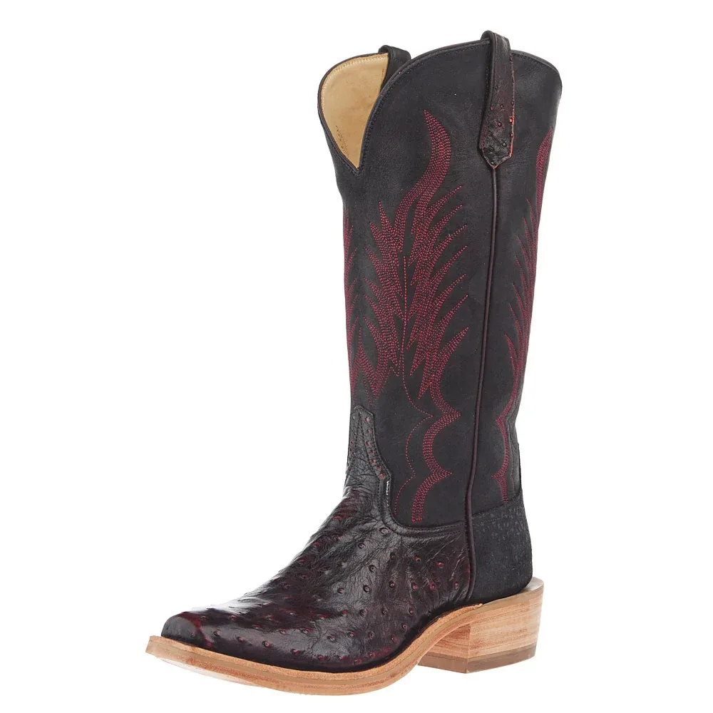 Rios Of Mercedes Men's Ride Ready Black Cherry Full Quill Ostrich Vamp 15in Black Remuda Top