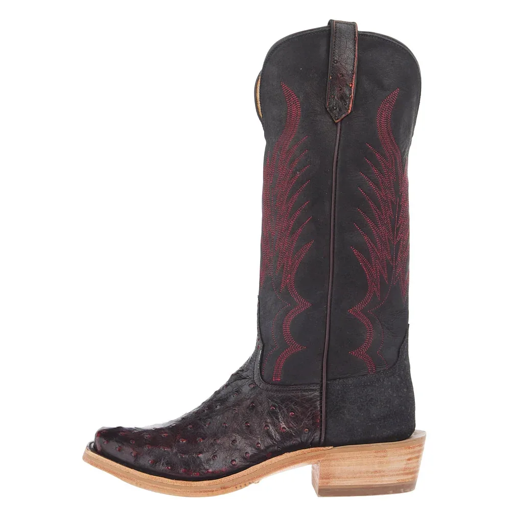 Rios Of Mercedes Men's Ride Ready Black Cherry Full Quill Ostrich Vamp 15in Black Remuda Top - Image 2