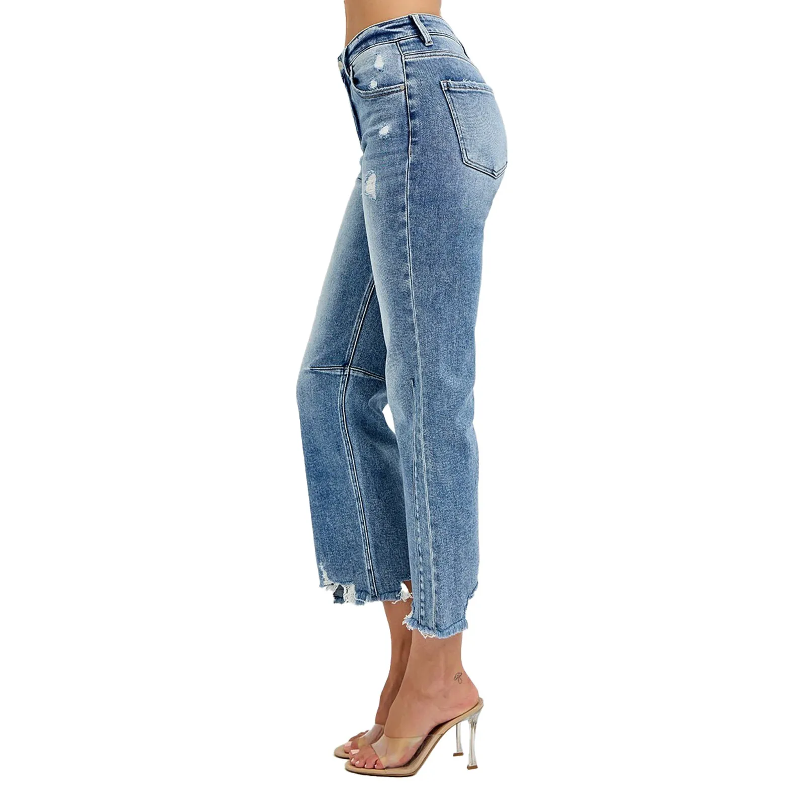 Risen Jeans High Rise Crop Distressed Jeans - Image 2