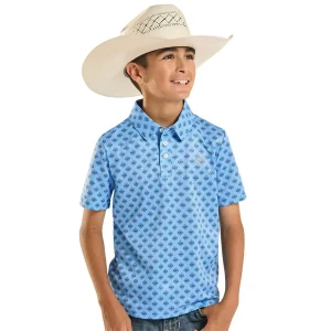 Rock & Roll Denim Boy's Blue Mini Aztec Polo