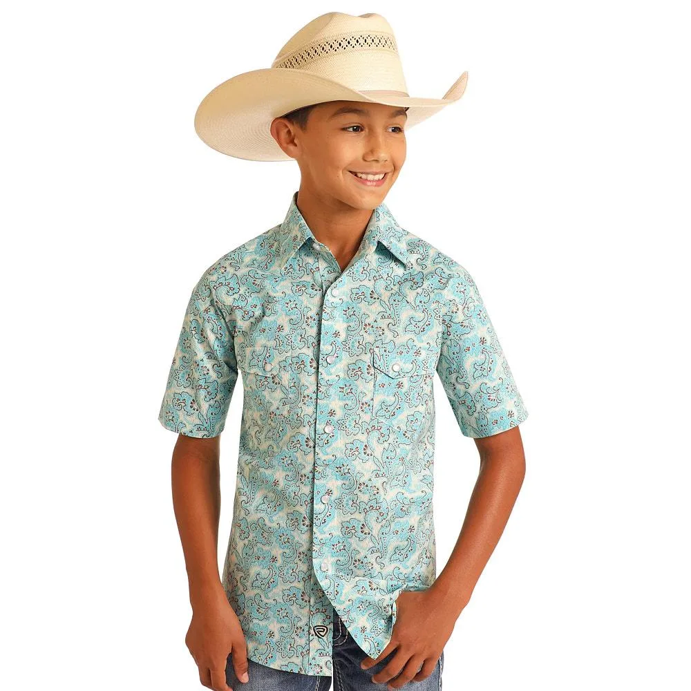 Rock & Roll Denim Boy's Turquoise Rivers Shirt