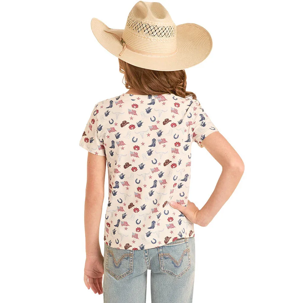 Rock & Roll Denim Girl's American Print Tee Shirt - Image 2