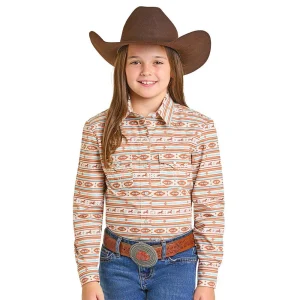 Rock & Roll Denim Girl's Brown Print Shirt