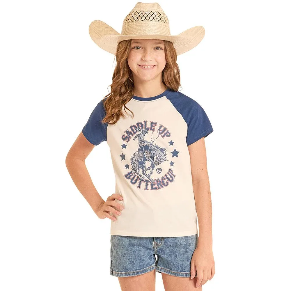 Rock & Roll Denim Girl's Navy Saddle Up Tee Shirt