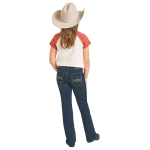 Rock & Roll Denim Girl's Pleather Embroidered Jean