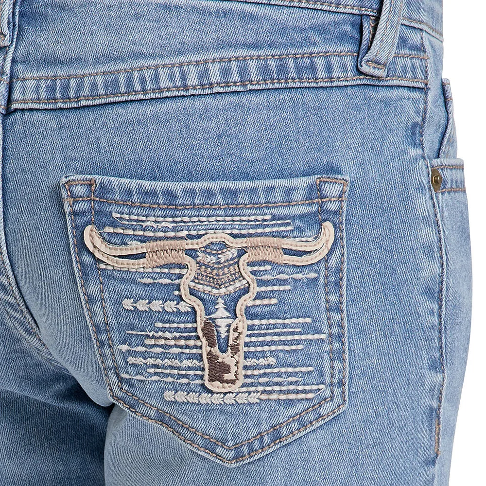 Rock & Roll Denim Girl's Steer Head Embroidered Jean - Image 2
