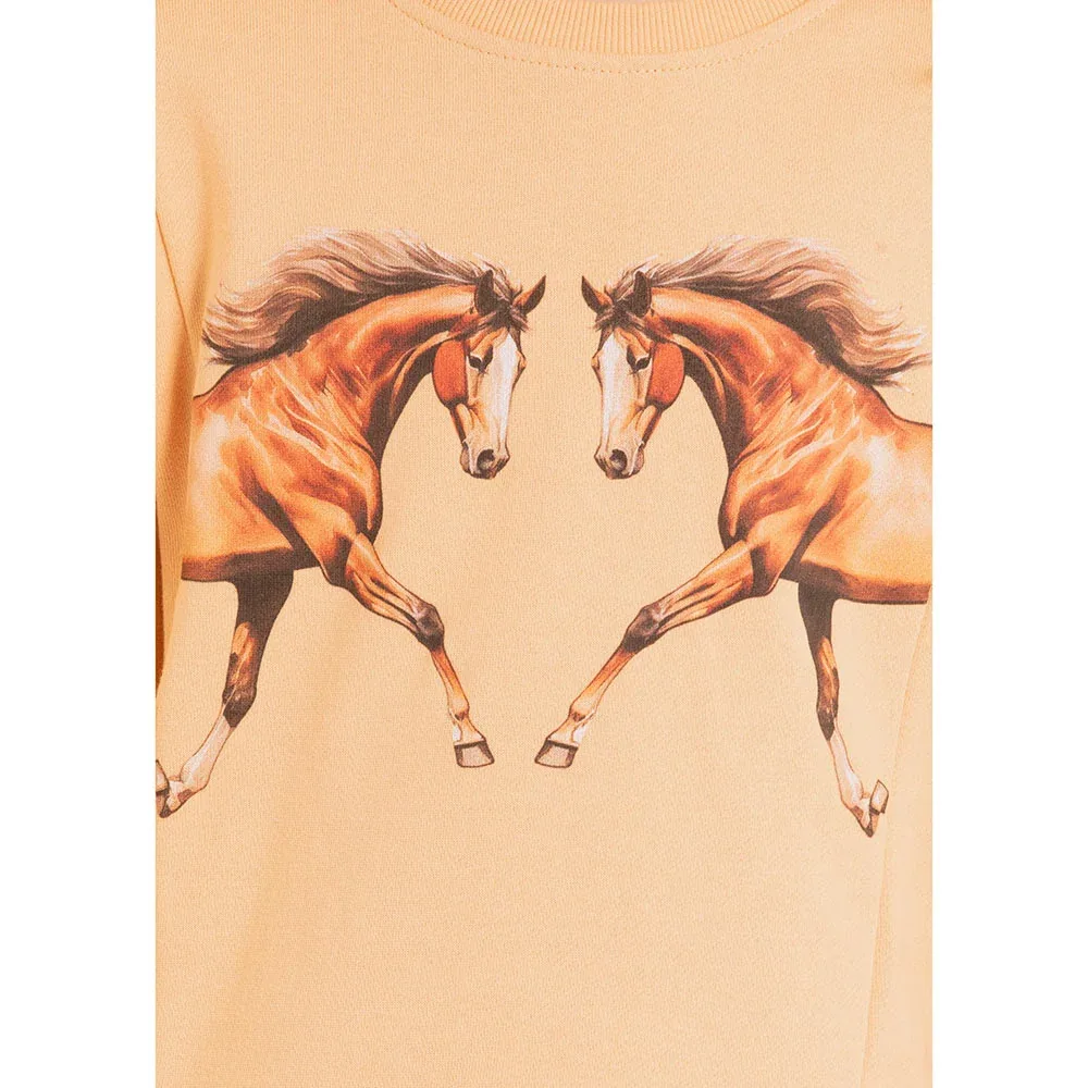 Rock & Roll Denim Girl's Tan Horse Graphic Pullover - Image 2
