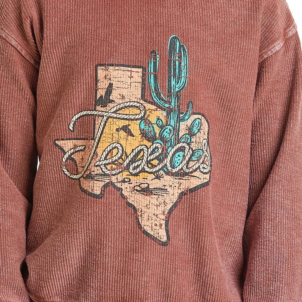 Rock & Roll Denim Girl's Texas Graphic Brown Top - Image 2