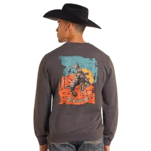 Rock & Roll Denim Men's Brown Bronco Graphic Sweatshirt