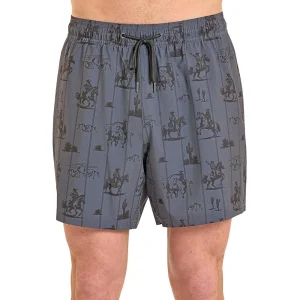Rock & Roll Denim Men's Charcoal Novelty Swim Trunks