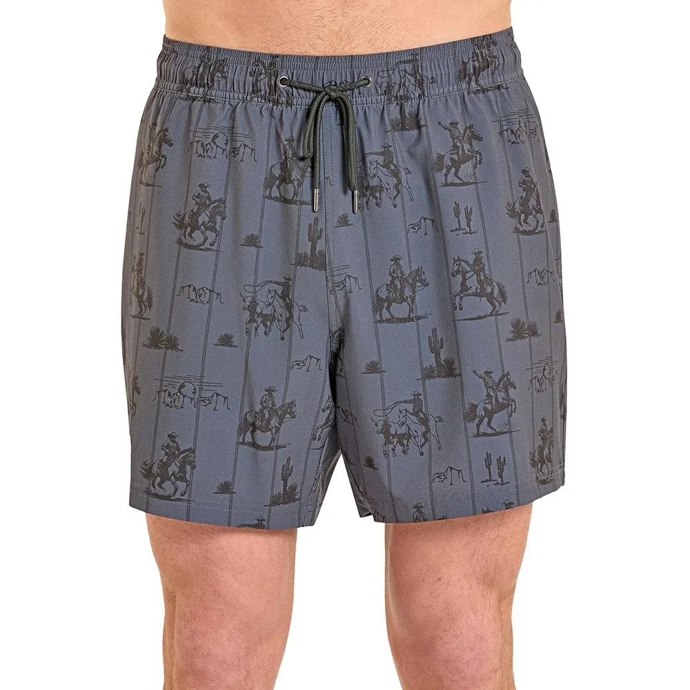 Rock & Roll Denim Men's Charcoal Novelty Swim Trunks