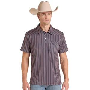 Rock & Roll Denim Men's Charcoal Striped Polo