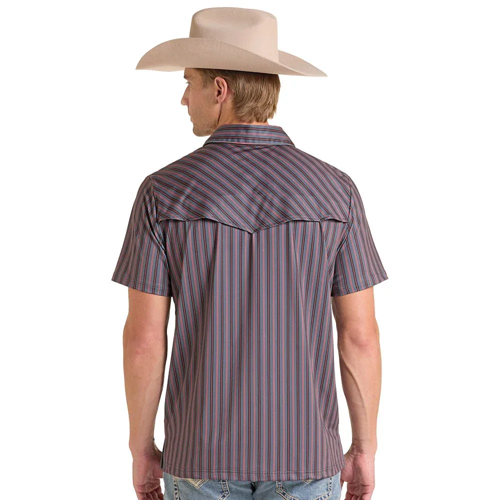 Rock & Roll Denim Men's Charcoal Striped Polo - Image 2