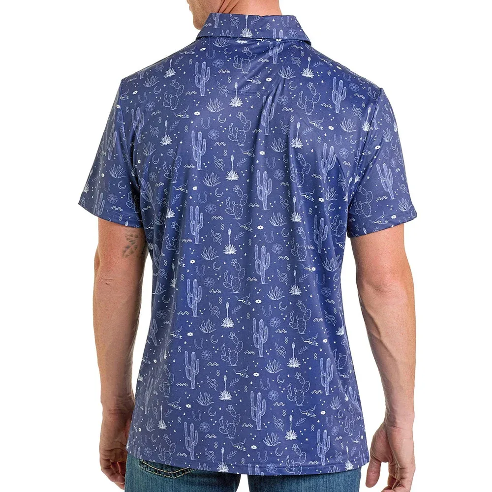 Rock & Roll Denim Men's Navy Cactus Print Polo - Image 2