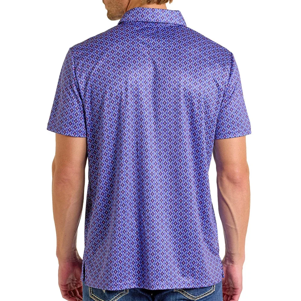 Rock & Roll Denim Men's Purple Mini Aztec Polo - Image 2