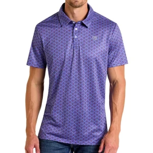 Rock & Roll Denim Men's Purple Mini Aztec Polo