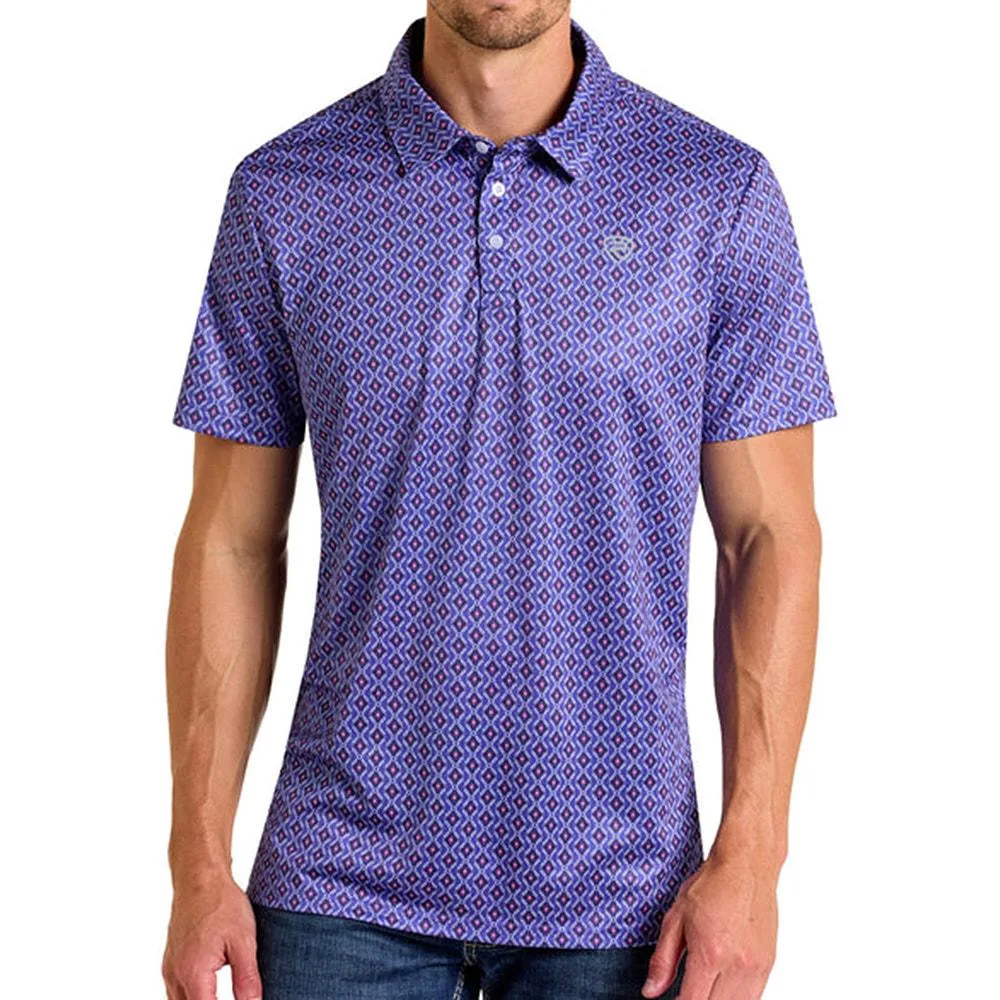 Rock & Roll Denim Men's Purple Mini Aztec Polo