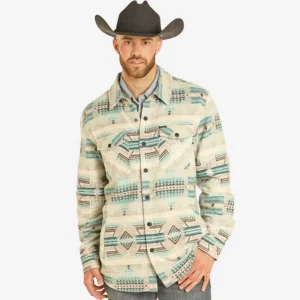 Rock & Roll Denim Taupe Aztec Shacket