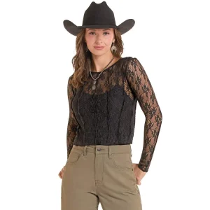 Rock & Roll Denim Women's Black Lace Mesh Top