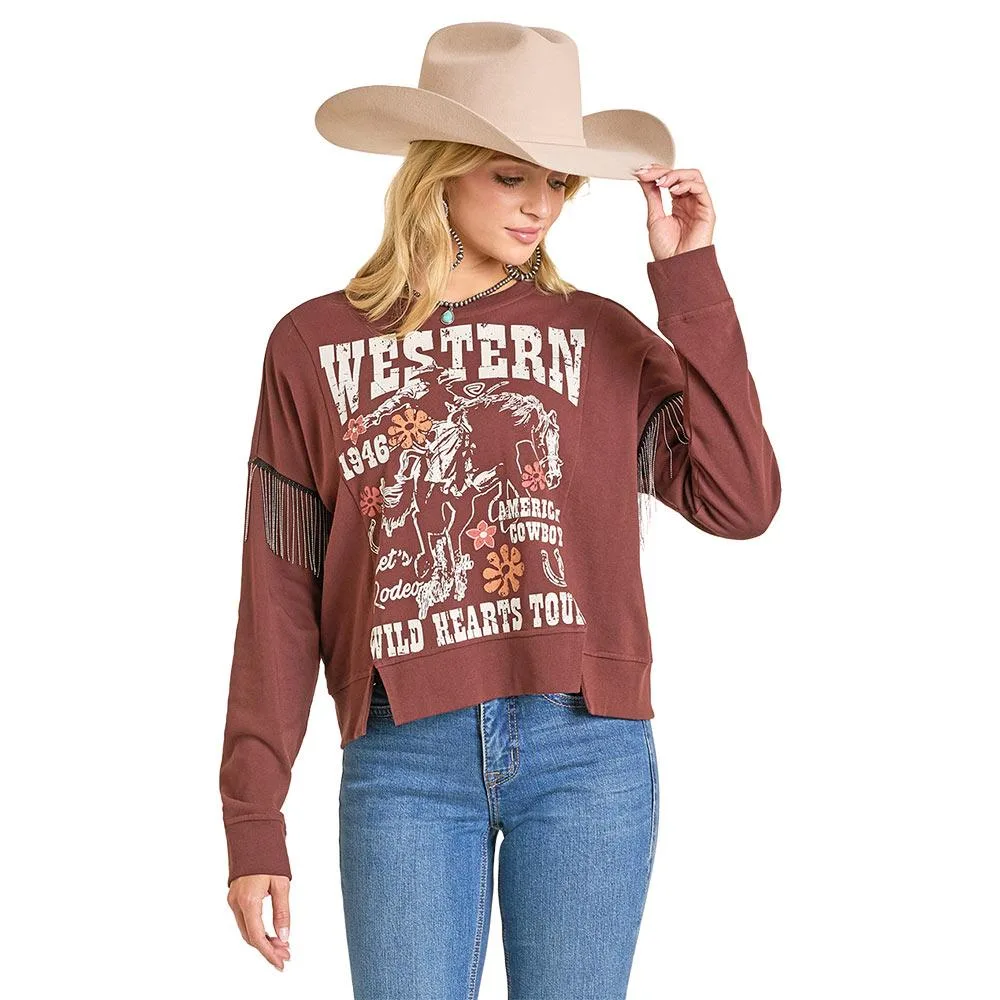 Rock & Roll Denim Women's Chain Fringe Pullover