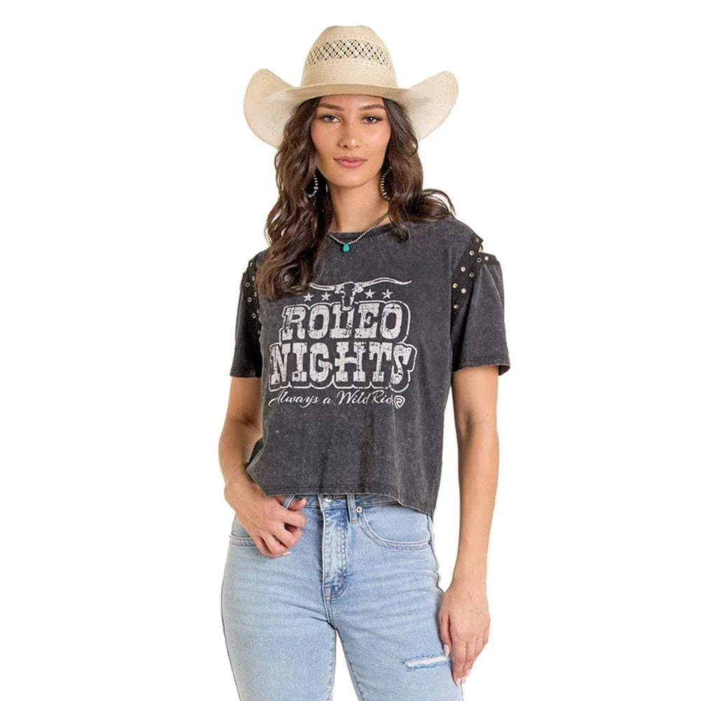 Rock & Roll Denim Women's Grommet Sleeve Graphic Tank