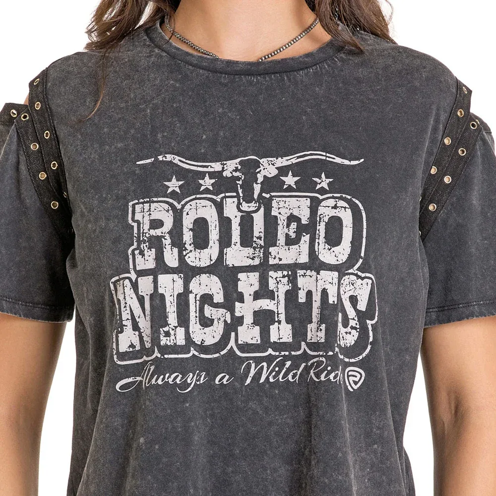 Rock & Roll Denim Women's Grommet Sleeve Graphic Tank - Image 2