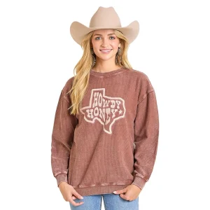 Rock & Roll Denim Women's Howdy Honey Chocolate Pullover