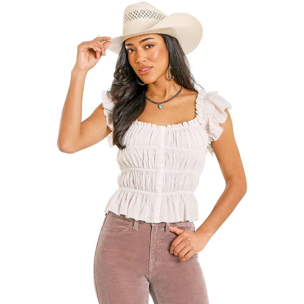 Rock & Roll Denim Women's Natural Ruched Tank