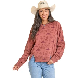 Rock & Roll Denim Women's Rust Conversational Pullover