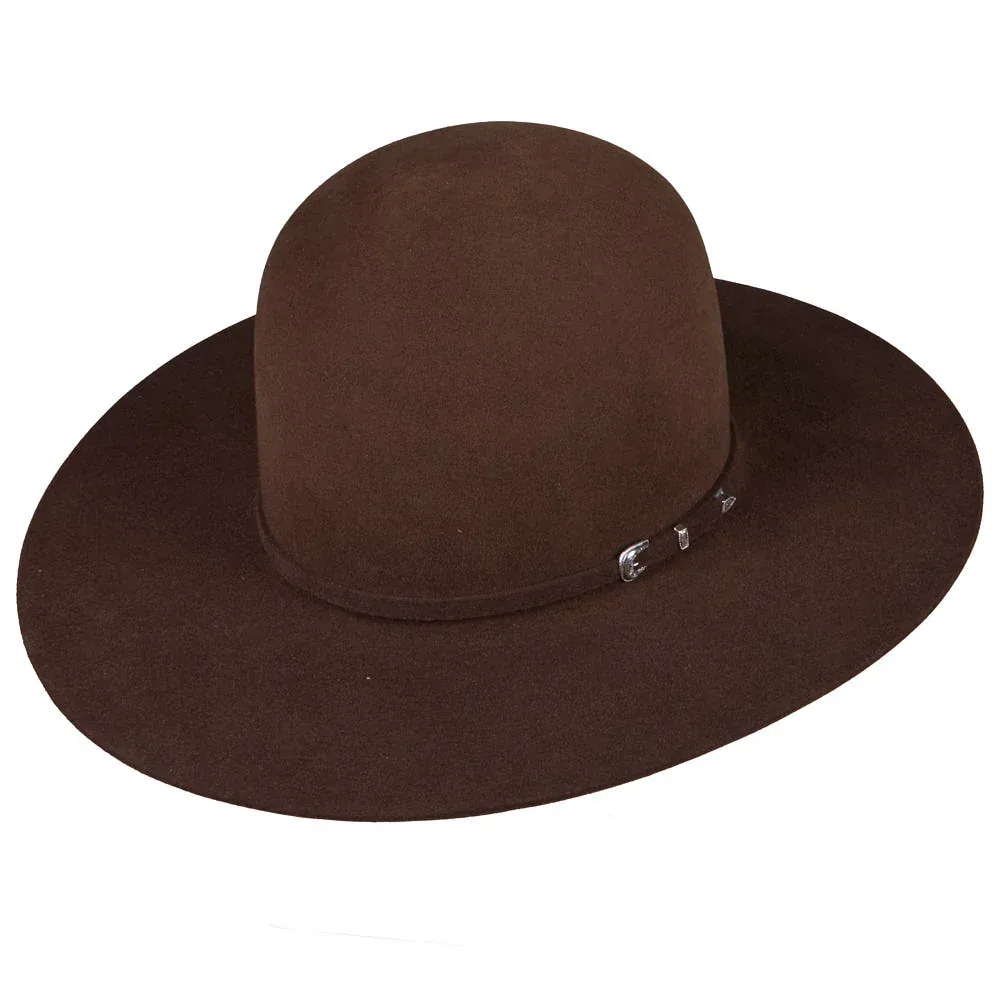 Rodeo King 5X Whiskey 4 1/4in Brim Self Band Open Crown
