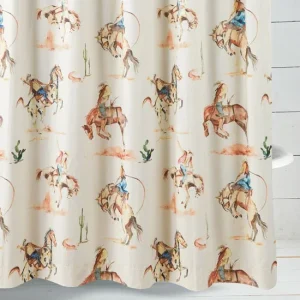 Rod's True Western Cowboy Bronco Shower Curtain