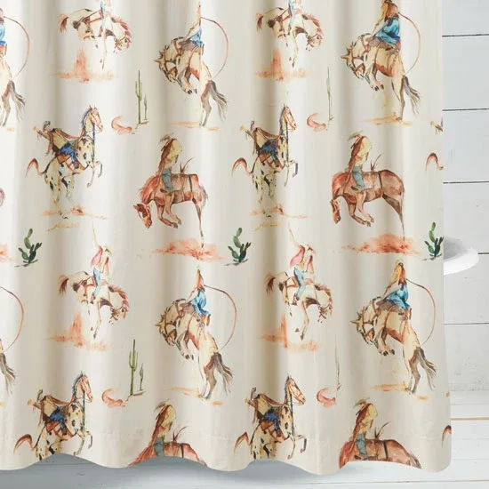 Rod's True Western Cowboy Bronco Shower Curtain