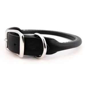 Rolled Round Leather Dog Collar - Many Colors