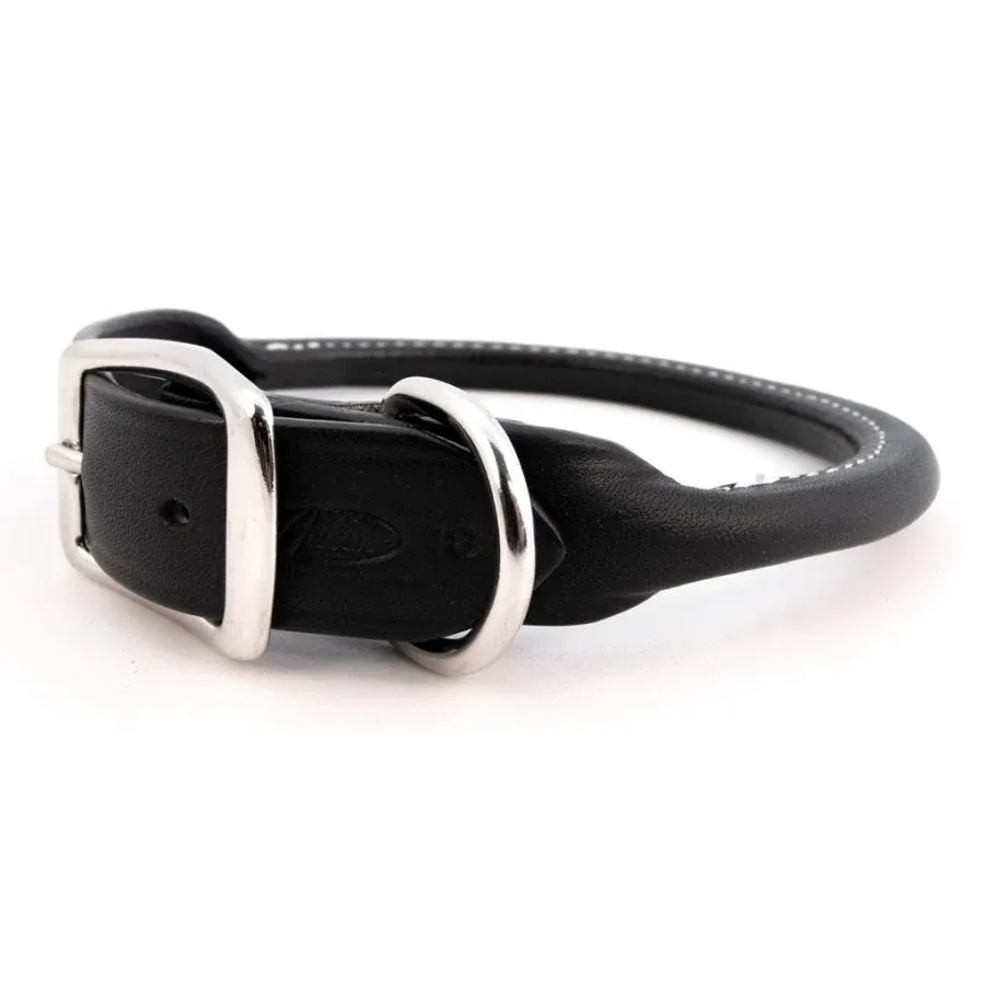 Rolled Round Leather Dog Collar - Many Colors